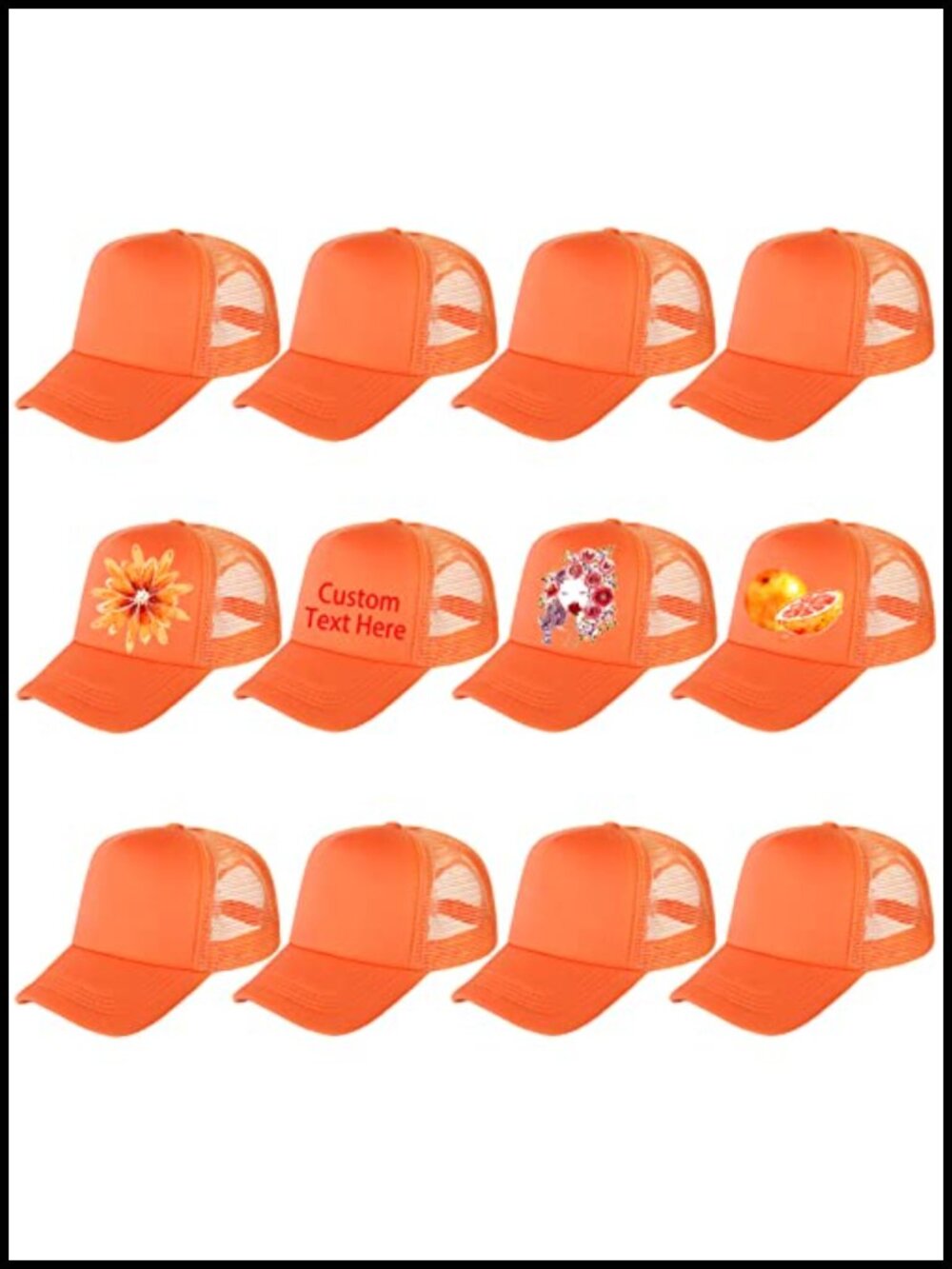 12 Pack Mesh Trucker Hats Sublimation Blank Snapback Caps Men Women